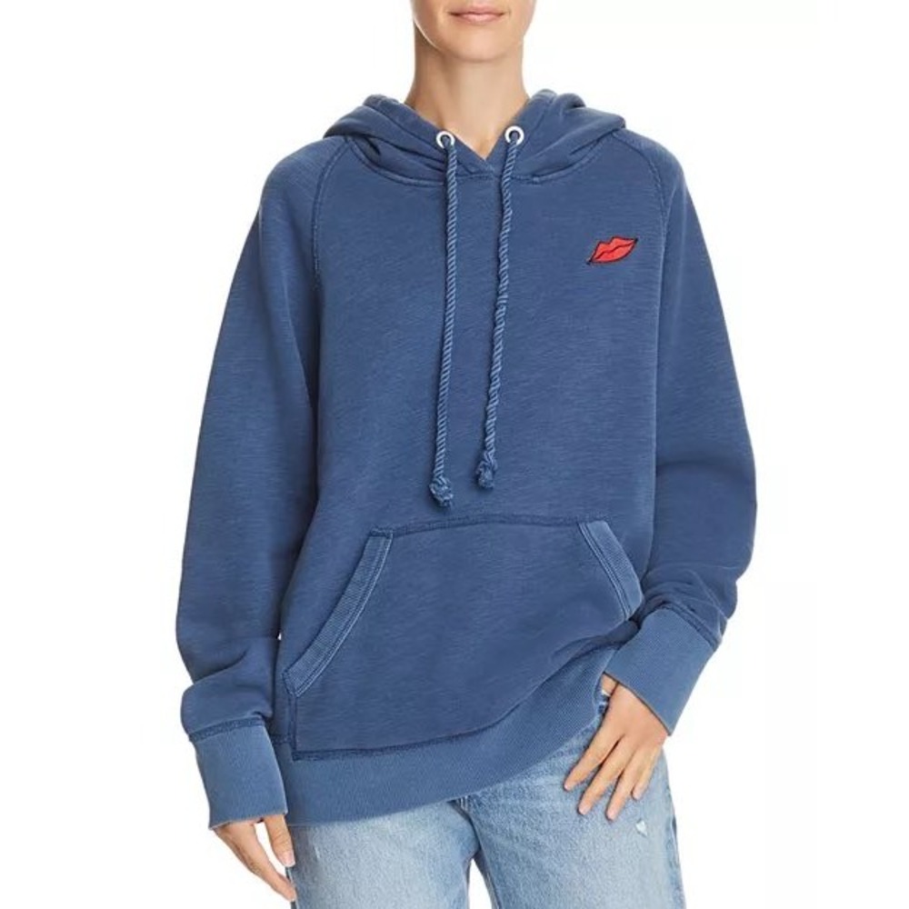 rag & bone Racer‎ Lips Hooded Sweatshirt in Blue Size Mediu
